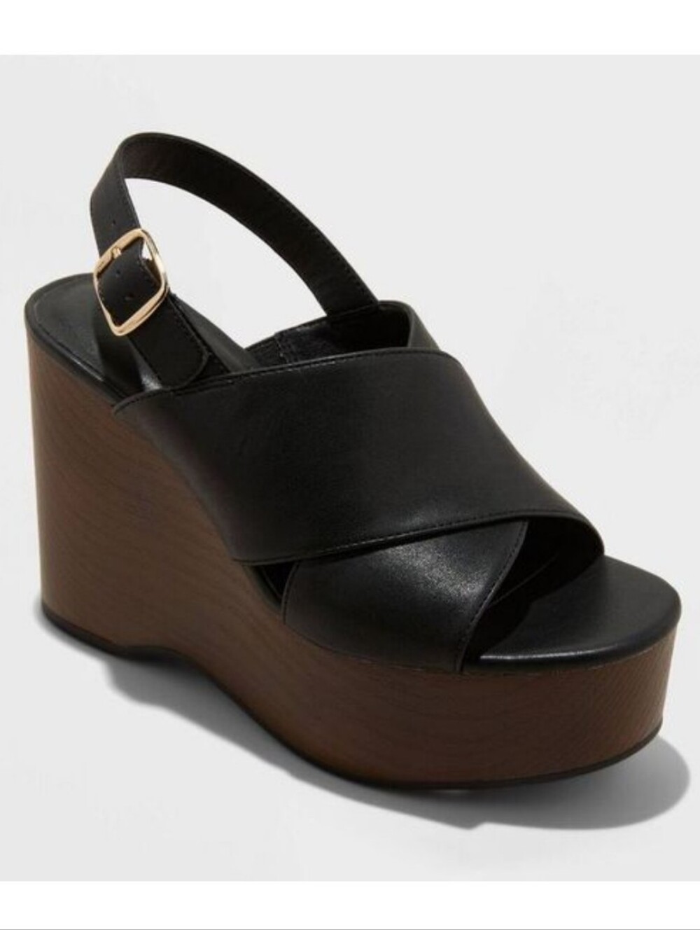 New w/Tags Universal Thread Naomi Vegan Leather Slingback Platform Wedge Sandals - Picture 7 of 7